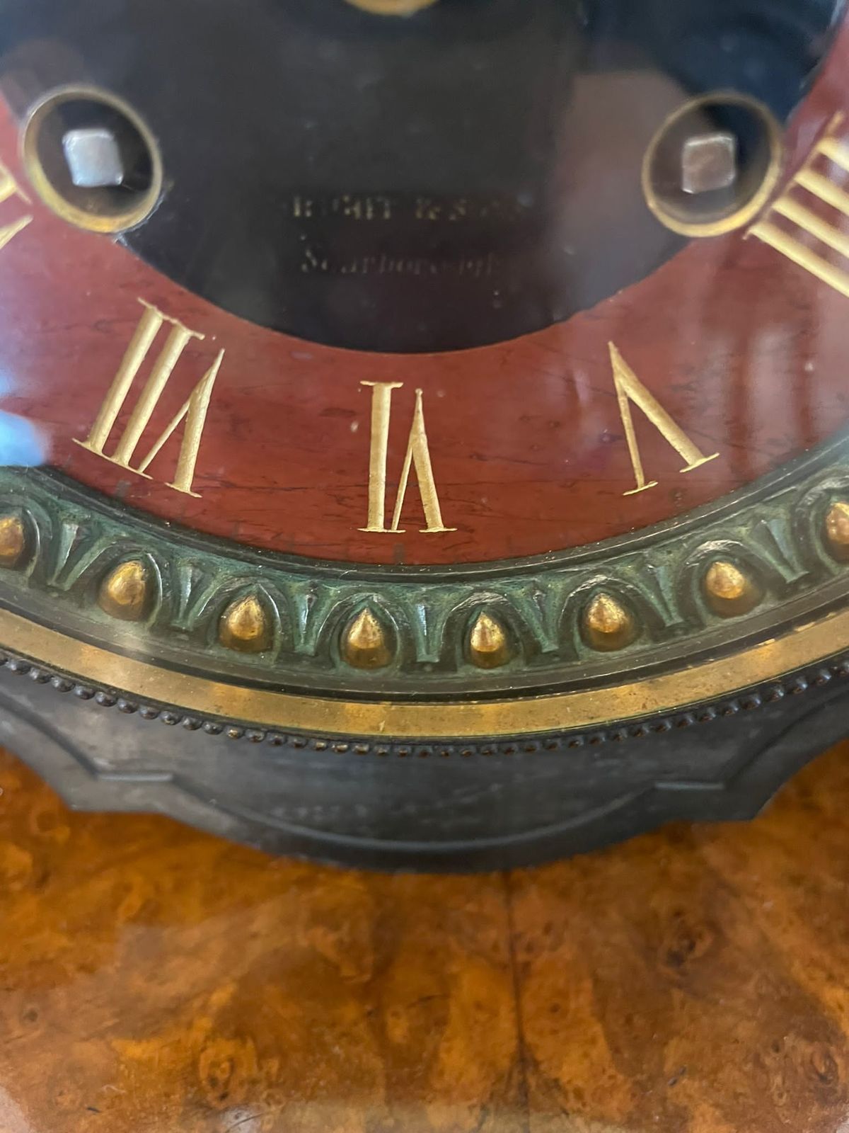 Outstanding Quality Antique Bronze And Marble Clock Set photo furniture