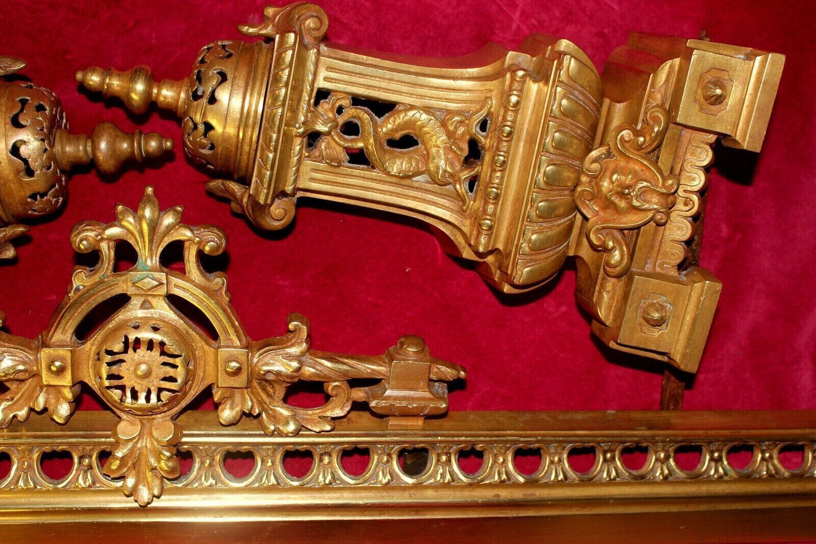 photo furniture Heavy Vitorian Antique French Vintage Bronze Fire Guard Fire Dog 19th C 7 Kg