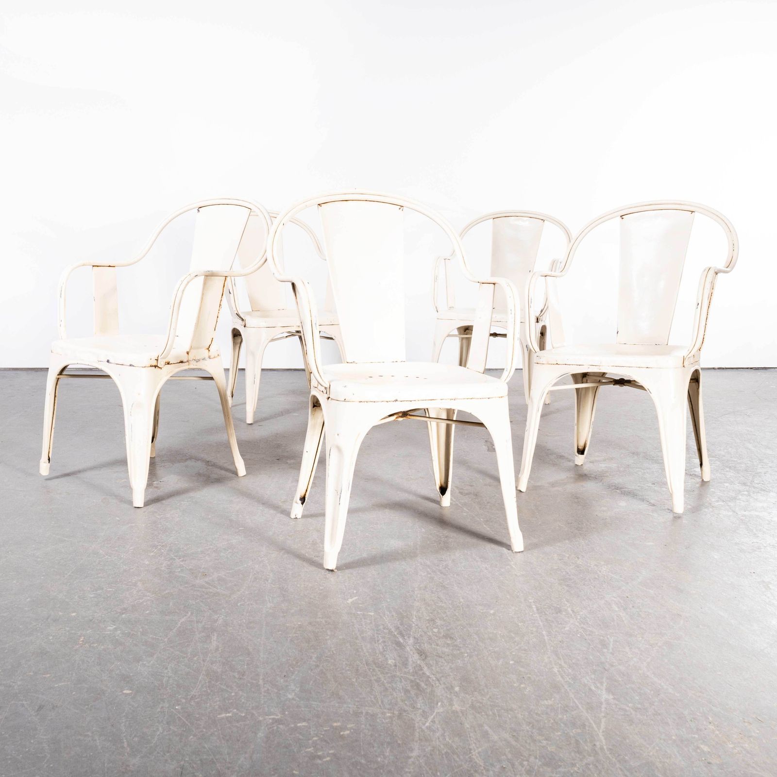 1950’s Original French Tolix Model C Armchairs Tolix – Dining Chairs – Set Of Five