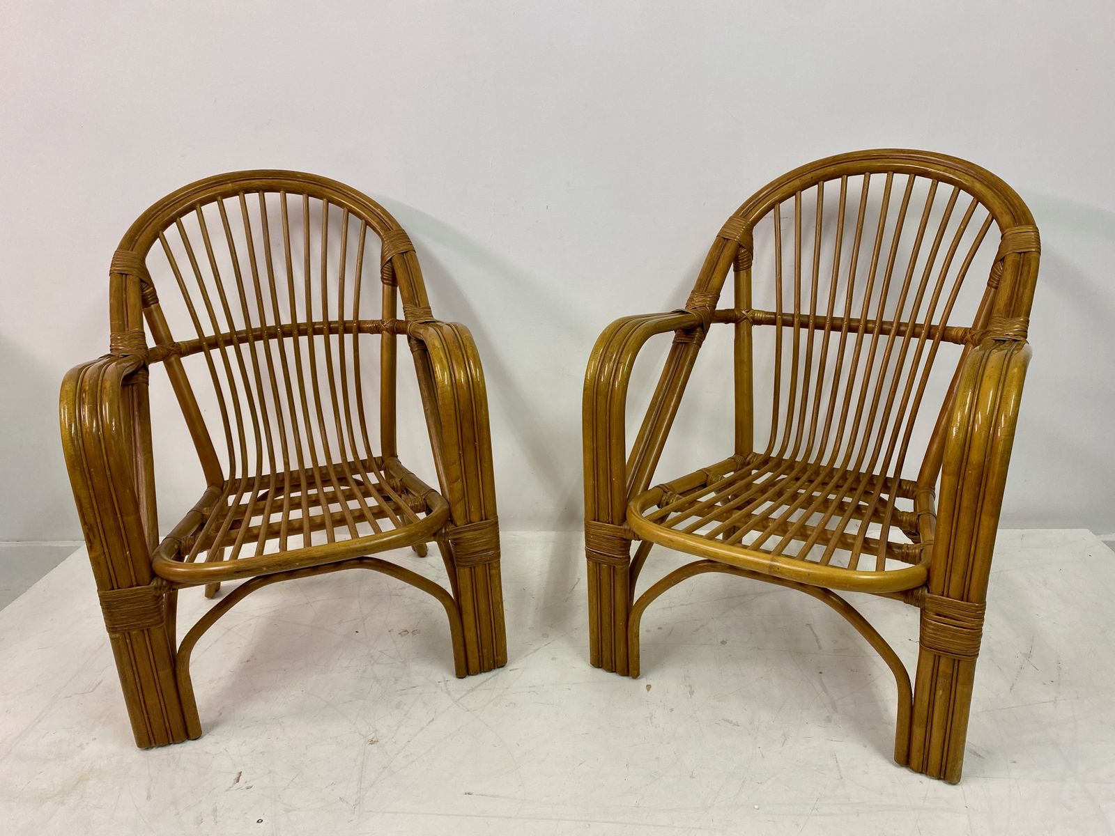 Pair Of 1970s Italian Bamboo Armchairs photo buy