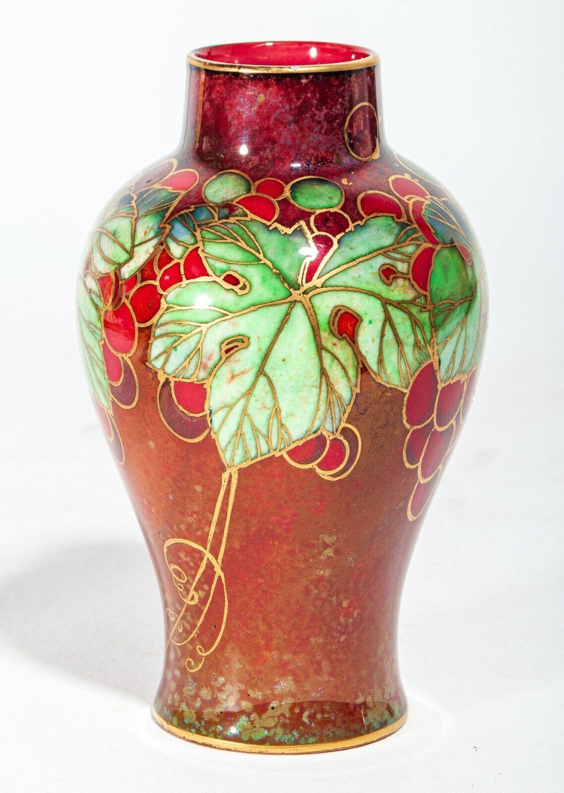 Wonderful Royal Doulton High Fired Gilded Flambe Vase   Harry Nixon   Uk Made