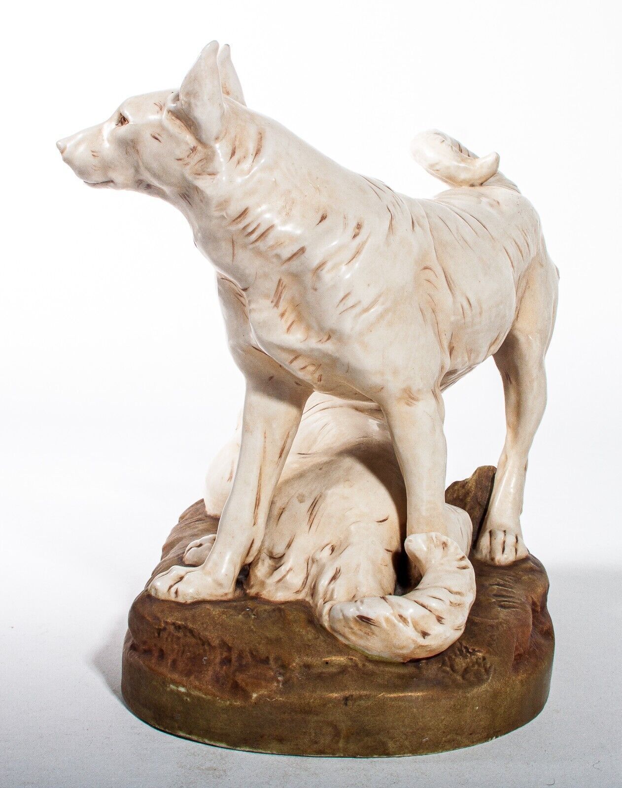 Royal Dux Neoclassical Figure Pair Of Wolves   Early Pink Triangle 1890 1915 photo furniture