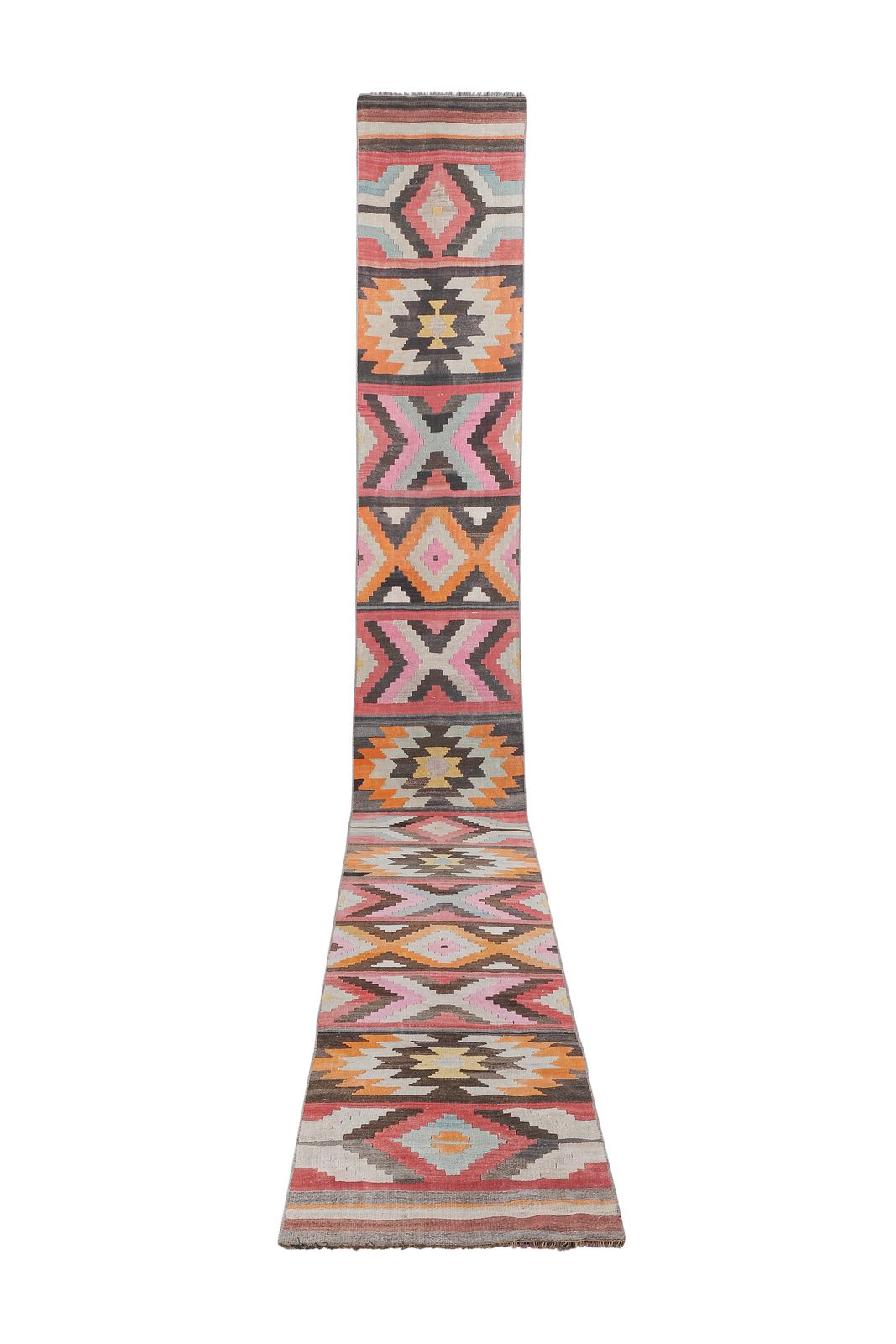 1960s Vintage Striped Turkish Kilim Runner   Stair Tread