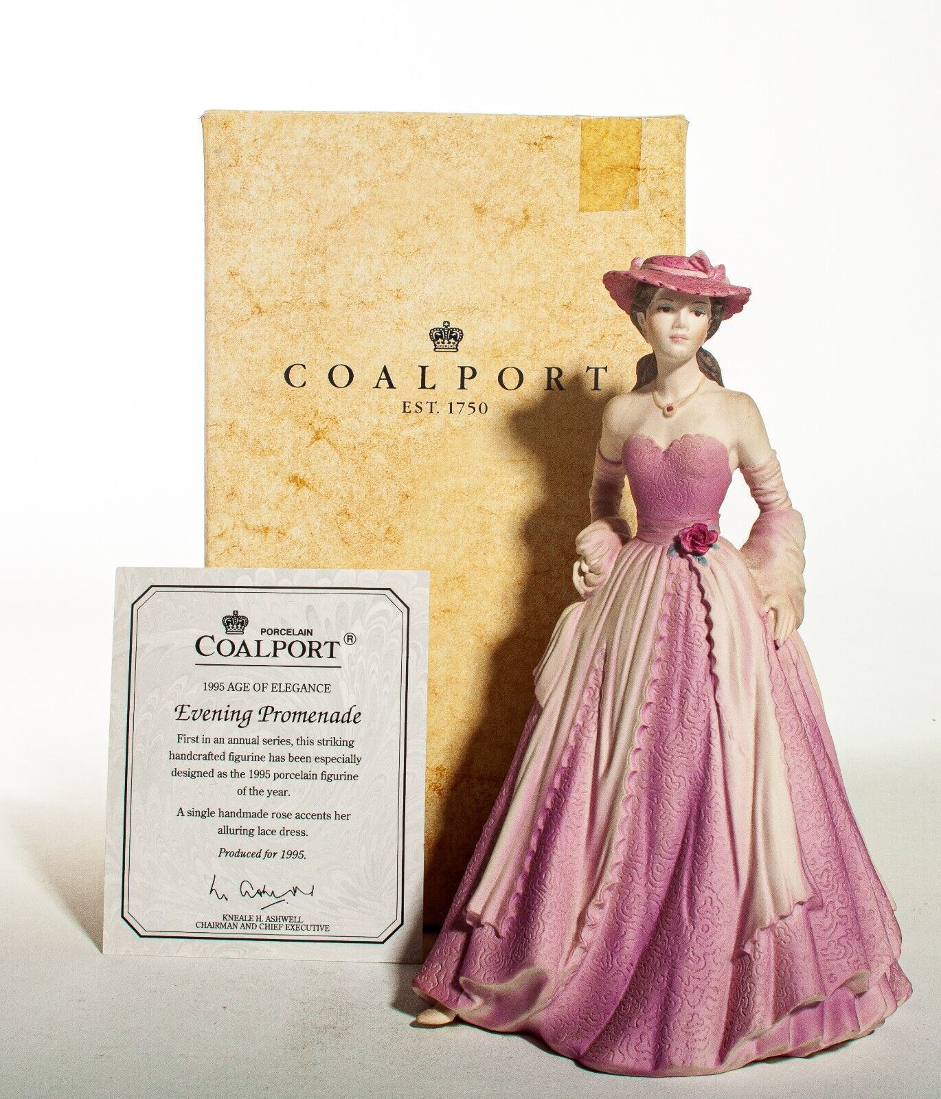 Coalport Ladies Figure 'Evening Promenade' Boxed With Certificate   Uk Made!