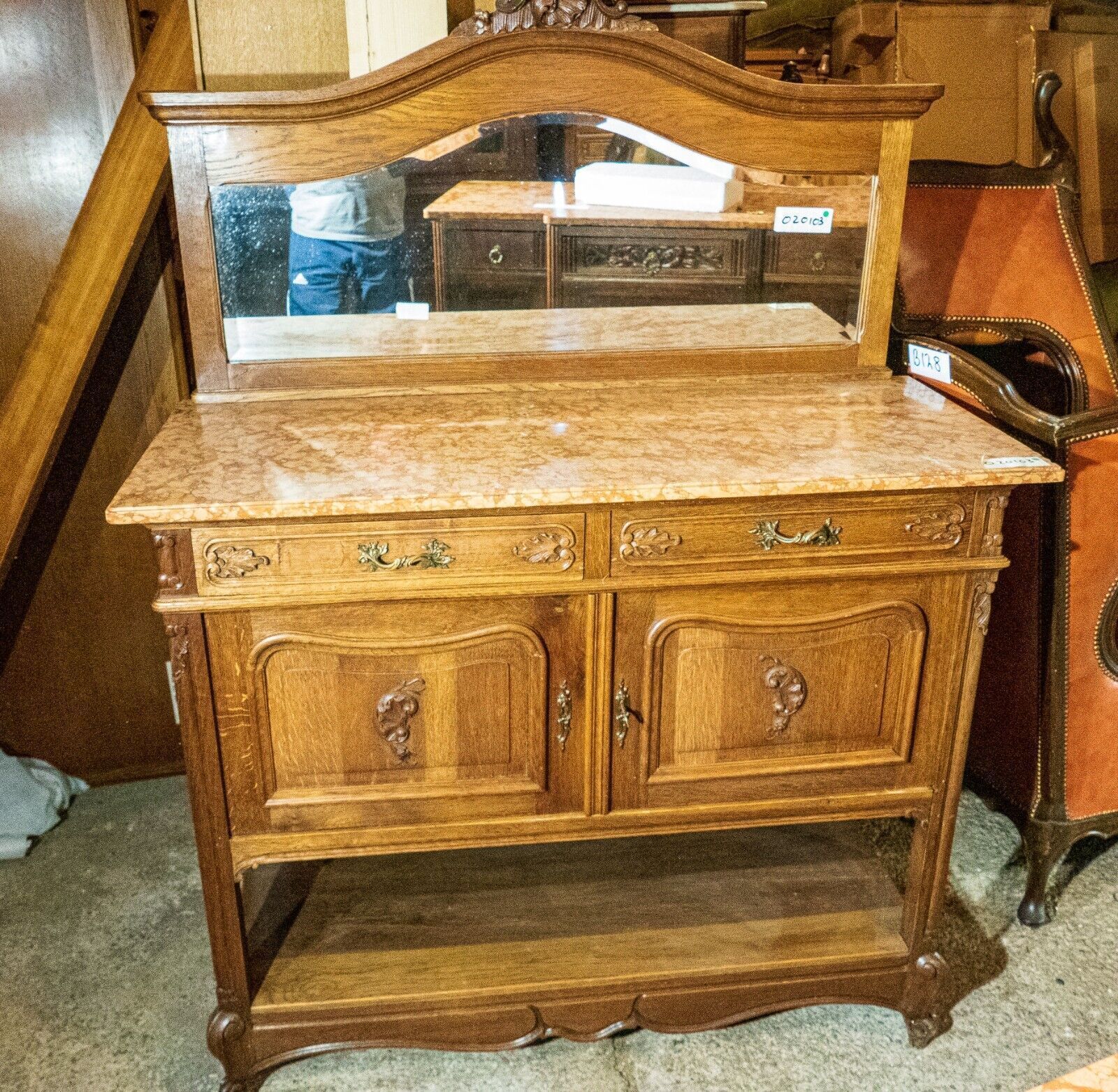 19th Century French Oak And Marble Topped Dressing Table/Washstand photo furniture