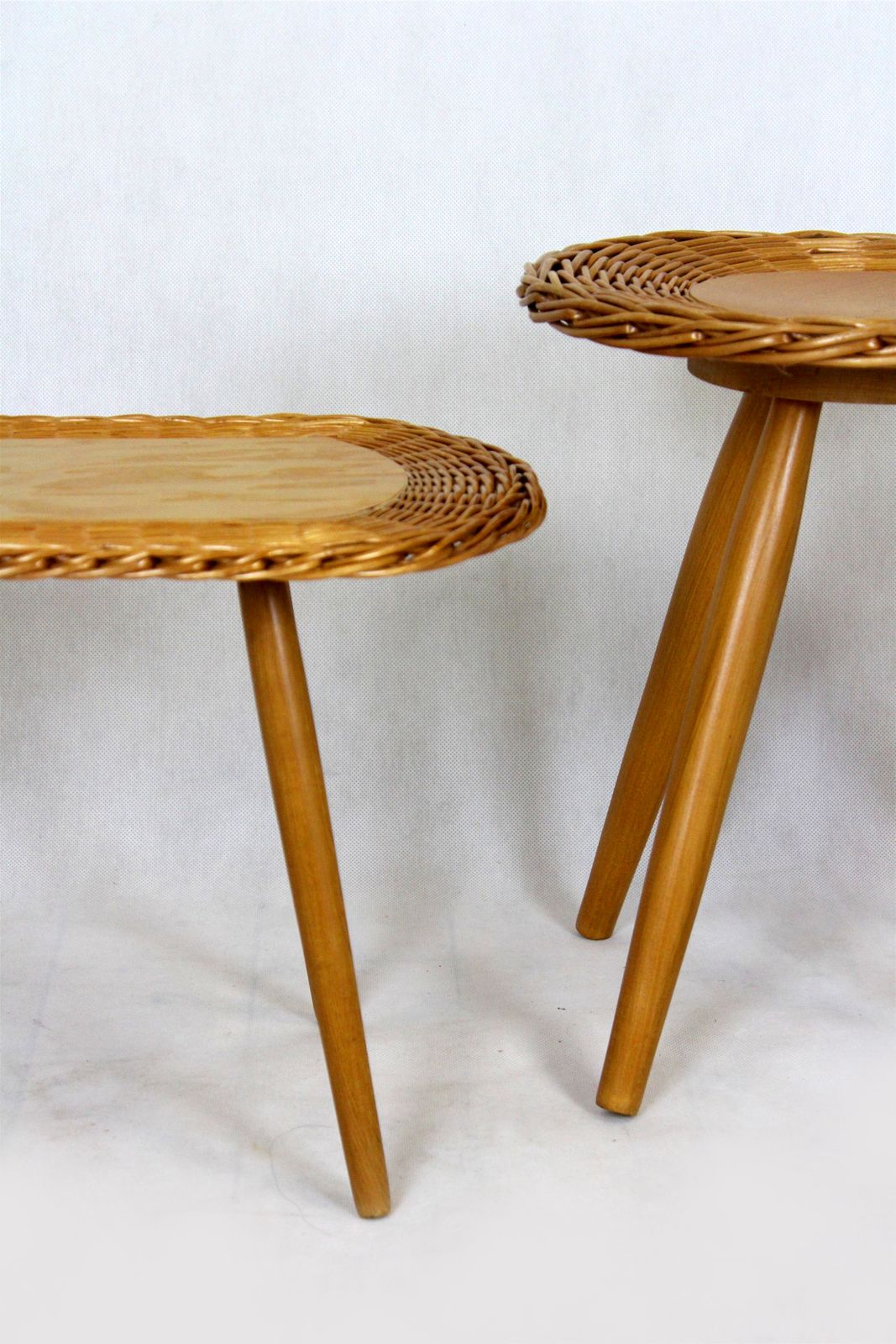 490.0 Mid Century Rattan Stools By Jan Kalous For úluv, Czechoslovakia, 1960s, Set Of 3 photo