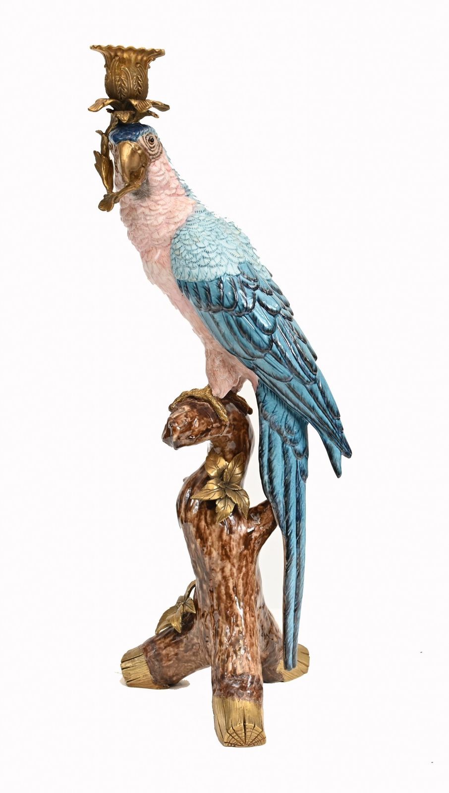 Parrot Candelabra Porcelain Candle Stick Tropical Birds photo furniture