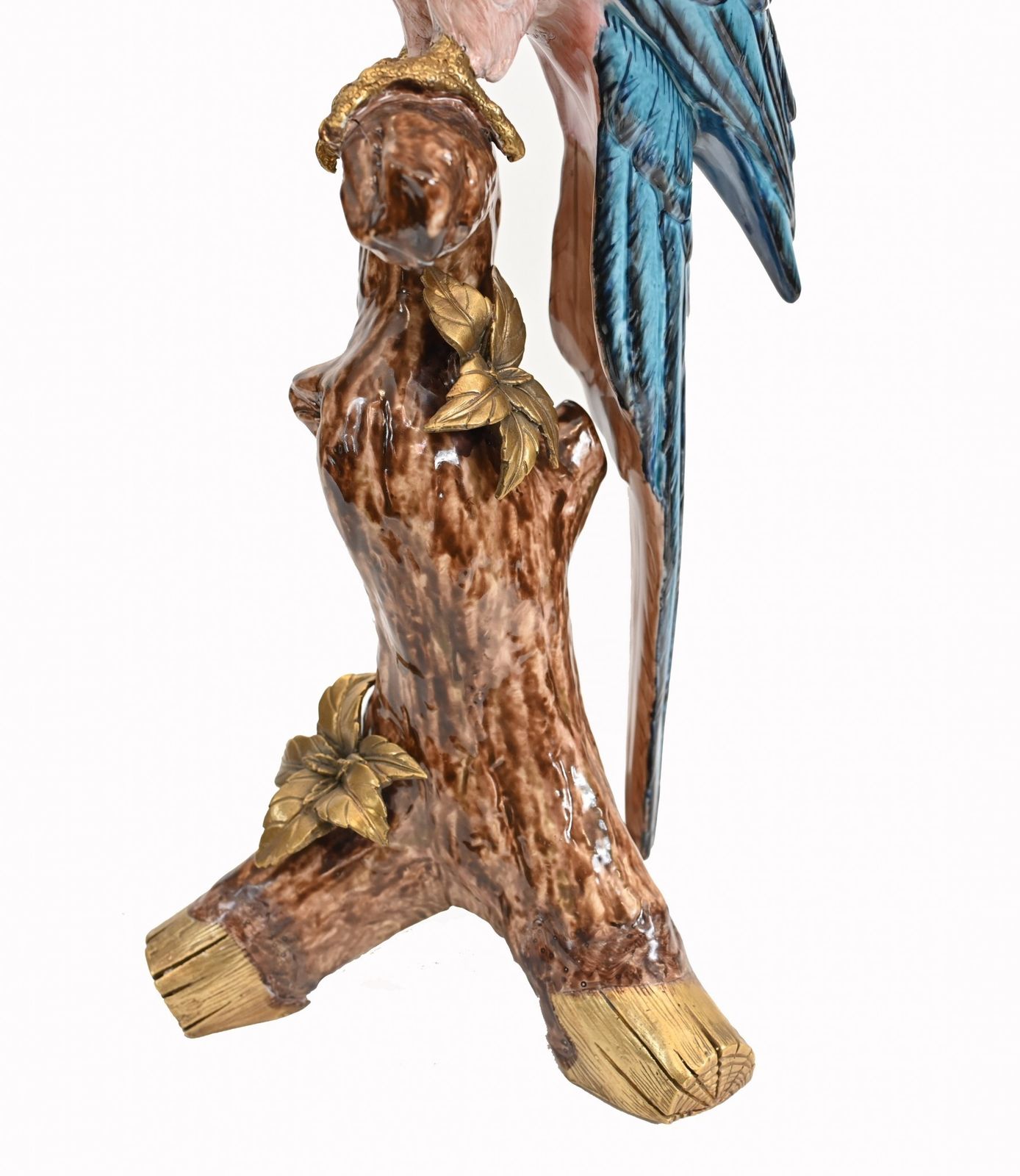Parrot Candelabra Porcelain Candle Stick Tropical Birds photo for sale