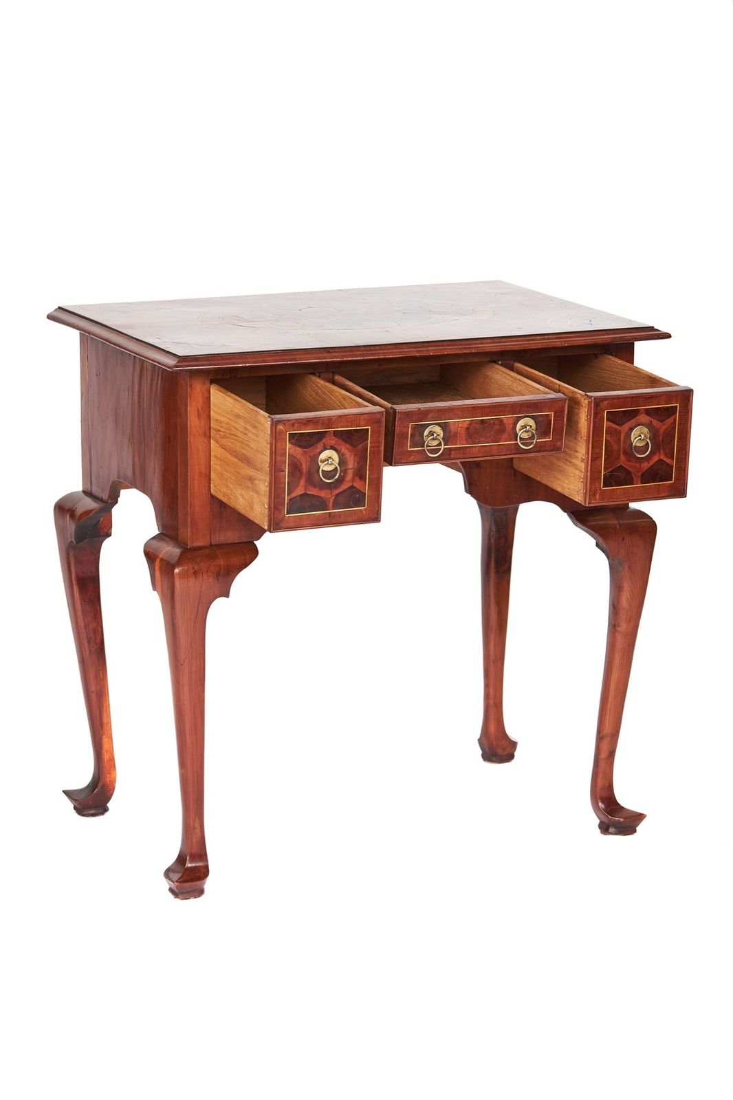 Queen Anne Revival Yewood, Oyster Veneer, Lowboy, Circa 1930s photo furniture