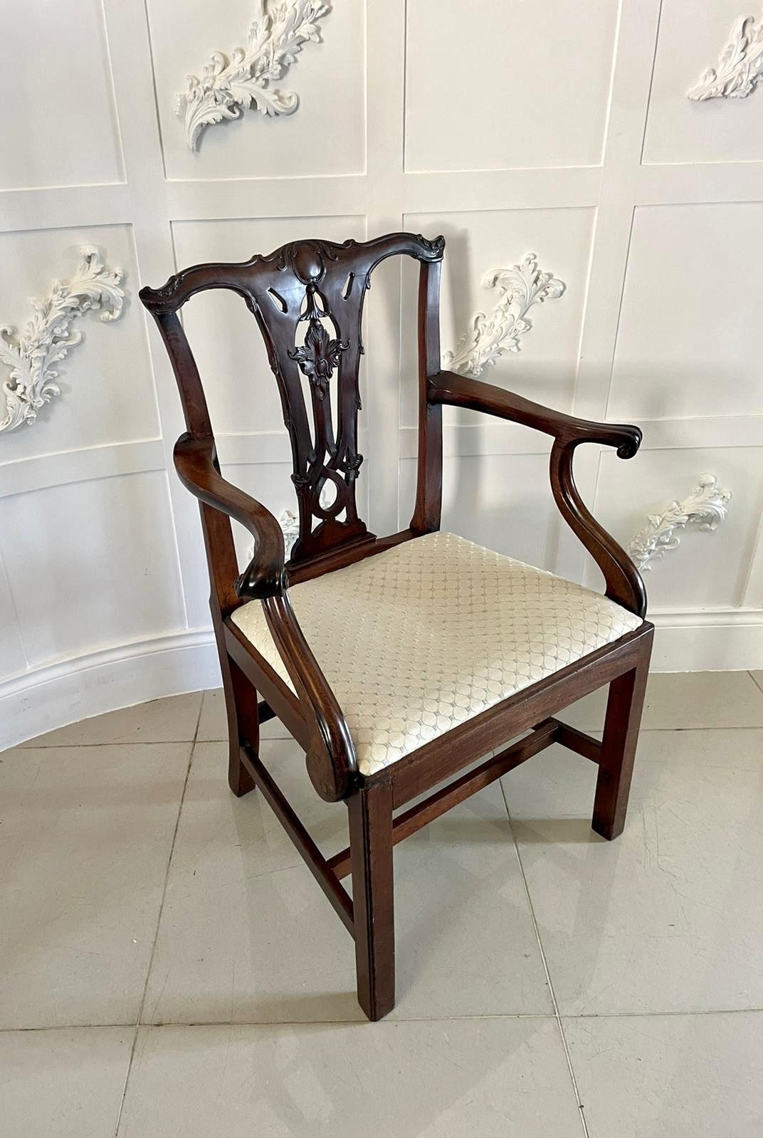 Antique Carved Mahogany Desk Chair
