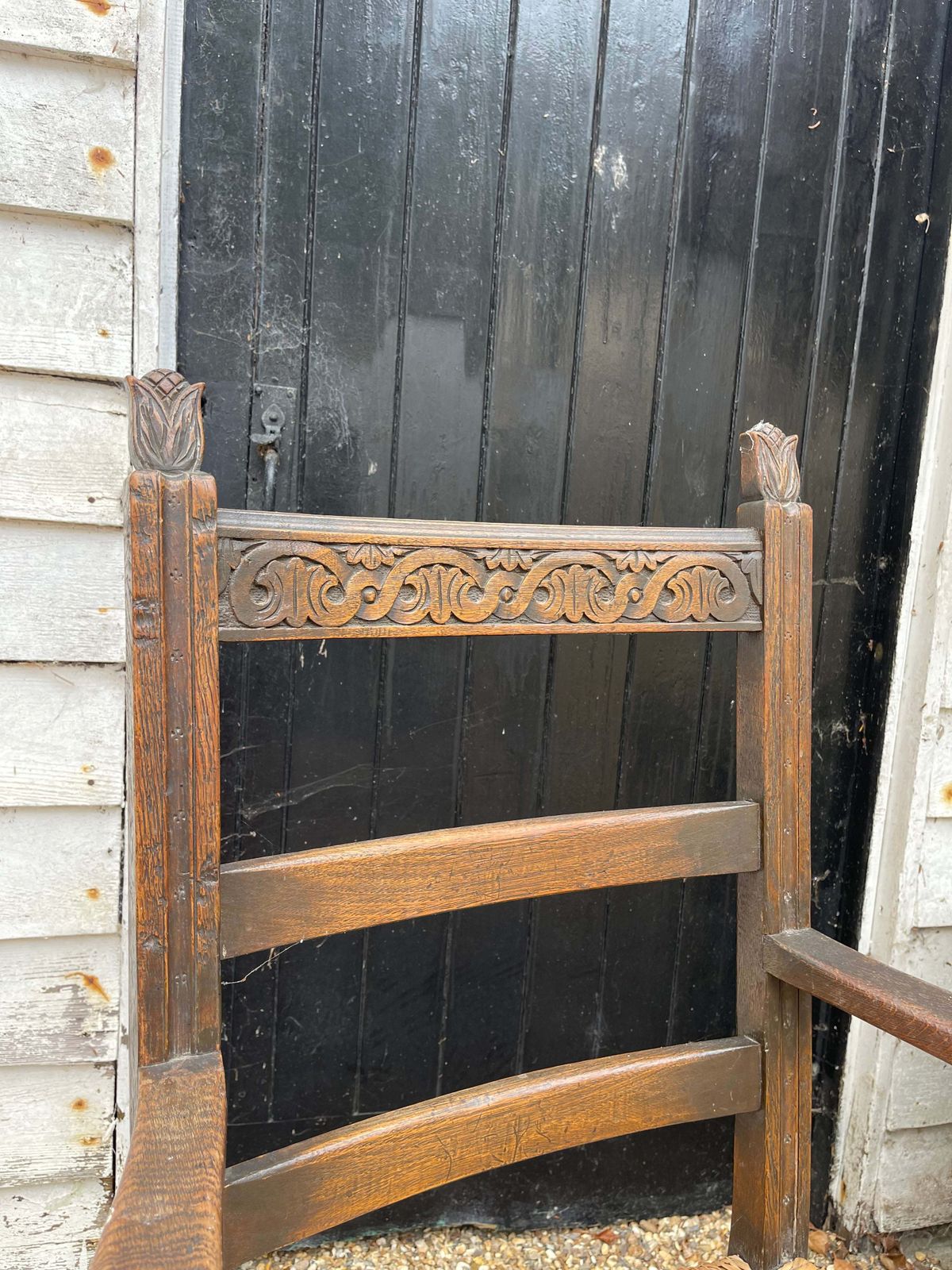 Vintage Engraved Wooden Rush Chair photo furniture