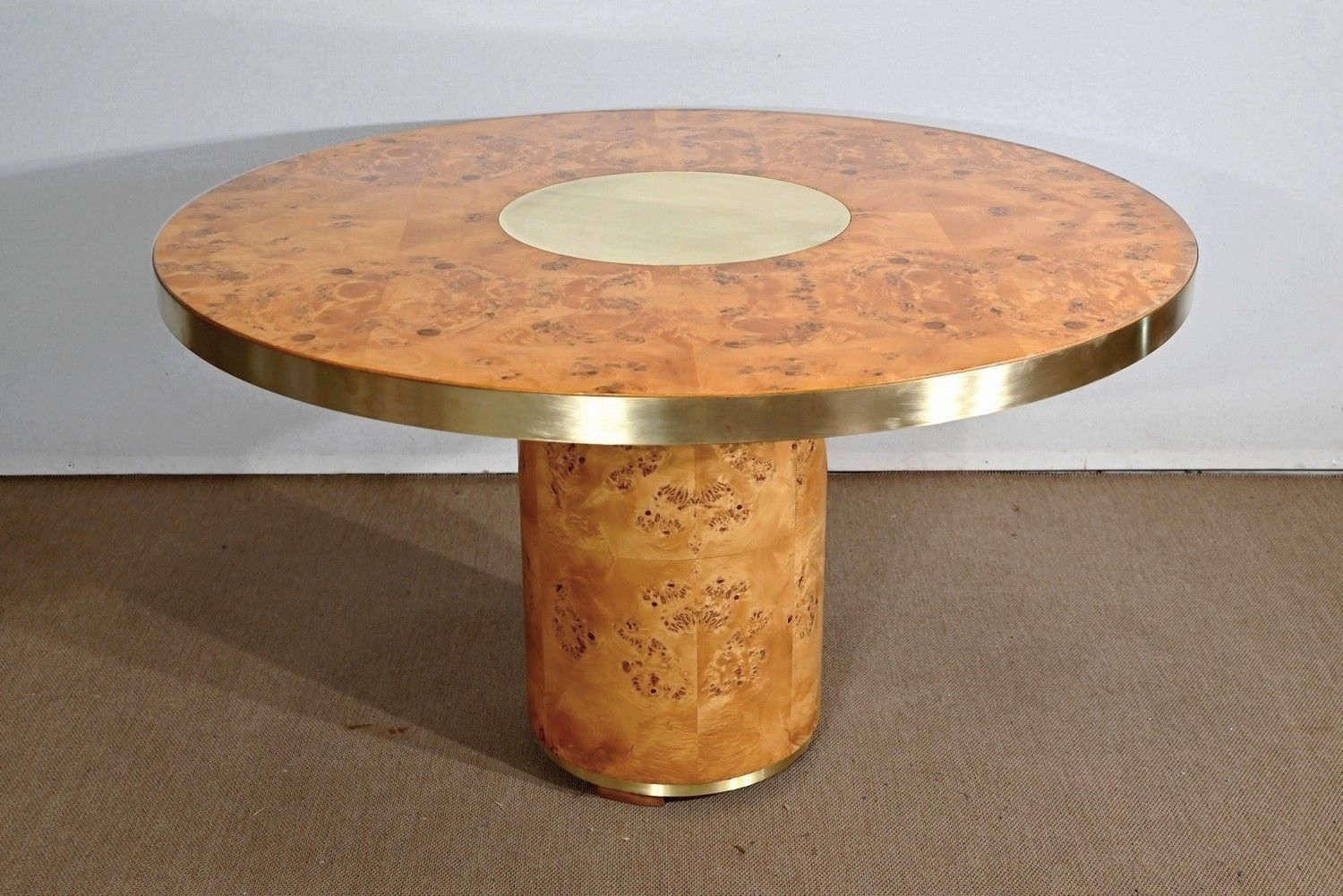 Round Table In Thuya Burl And Golden Metal – 1980