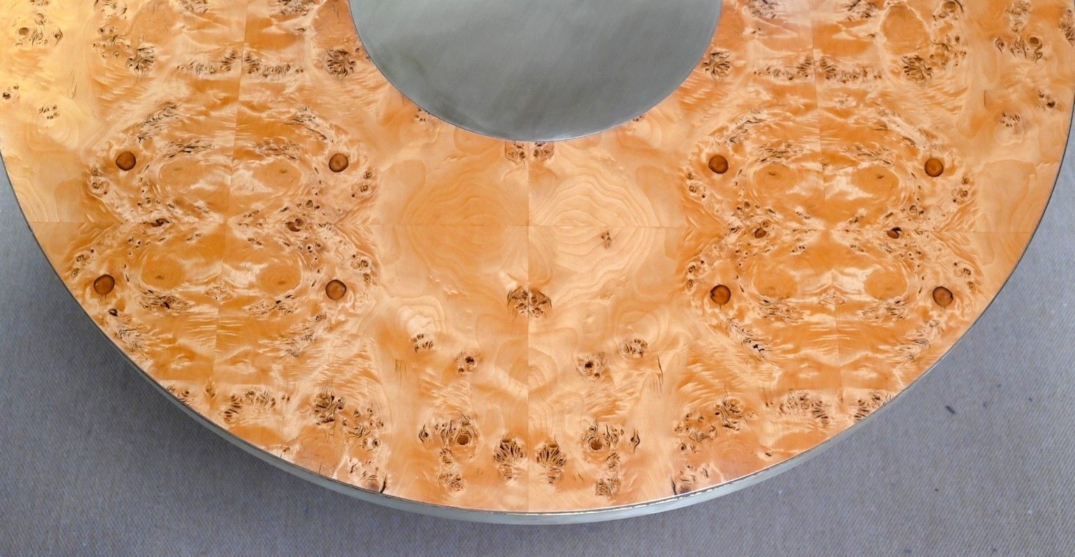 Round Table In Thuya Burl And Golden Metal – 1980 photo vinterior