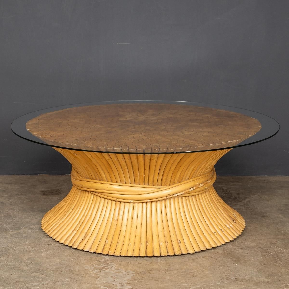 20th Century "Sheaf Of Wheat" Coffee Table By Mcguire, C.1970 photo furniture