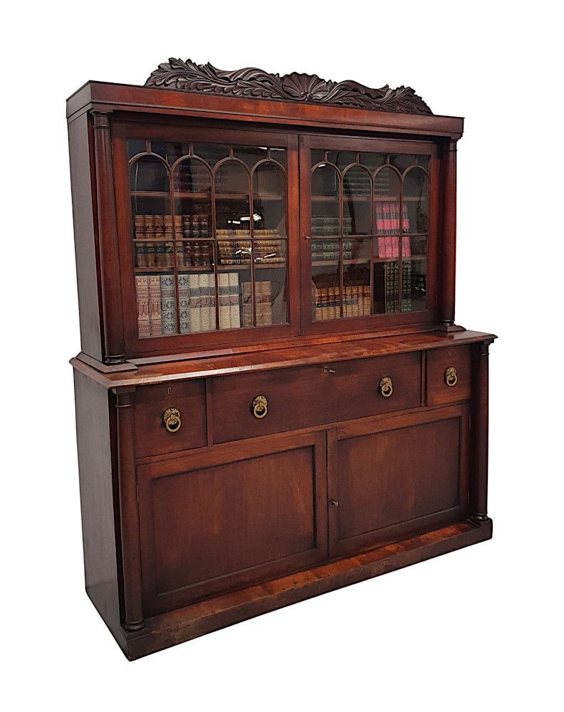 A Rare And Fine Early 19th Century William IV Irish Secretaire Bookcase