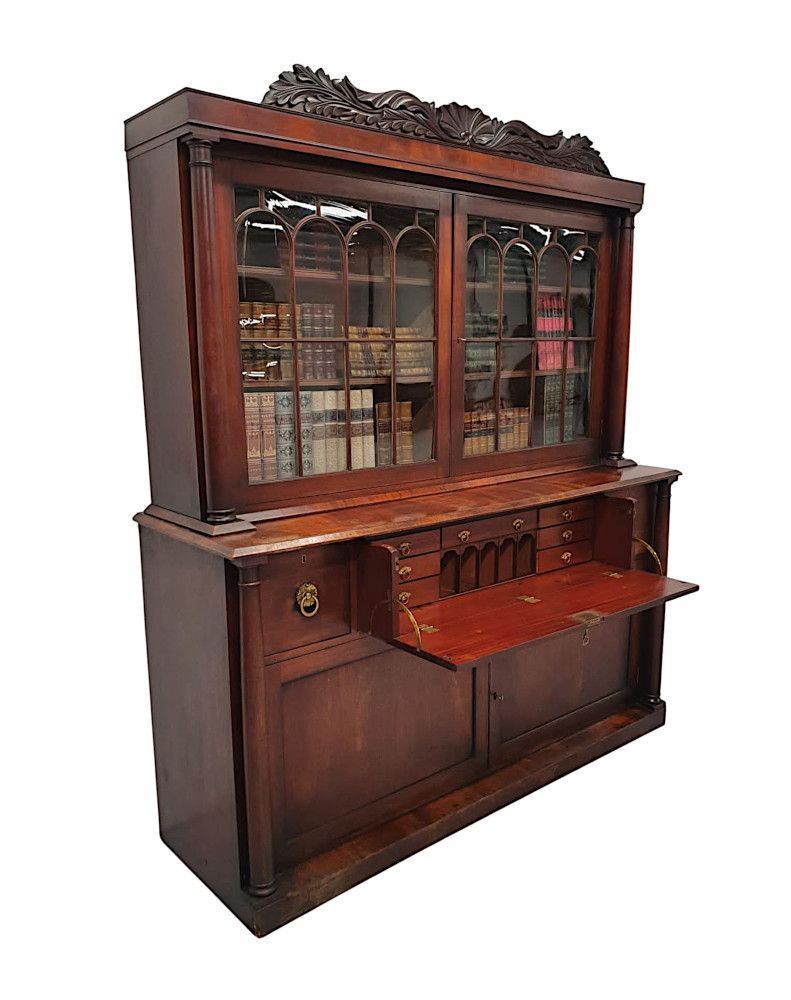 A Rare And Fine Early 19th Century William IV Irish Secretaire Bookcase photo for sale