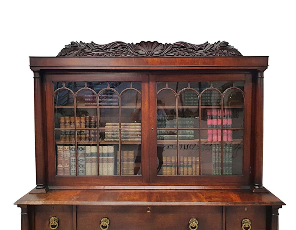 A Rare And Fine Early 19th Century William IV Irish Secretaire Bookcase photo vinterior