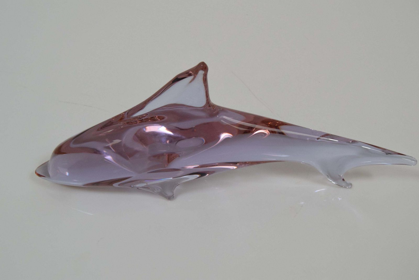 Mid Century Art Glass Dolphin Sculpture By Miloslav Janků For Zelezný Brod,1960