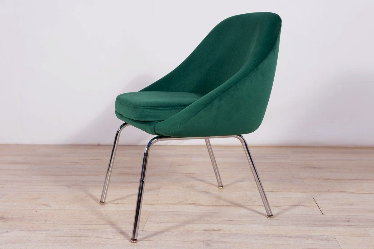photo for sale Small Chrome And Fabric Armchairs 1960s  Set Of 2