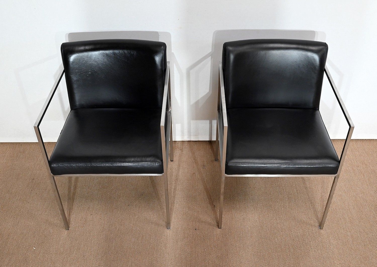Pair Of Square Armchairs, Faux Leather – 1970s photo buy