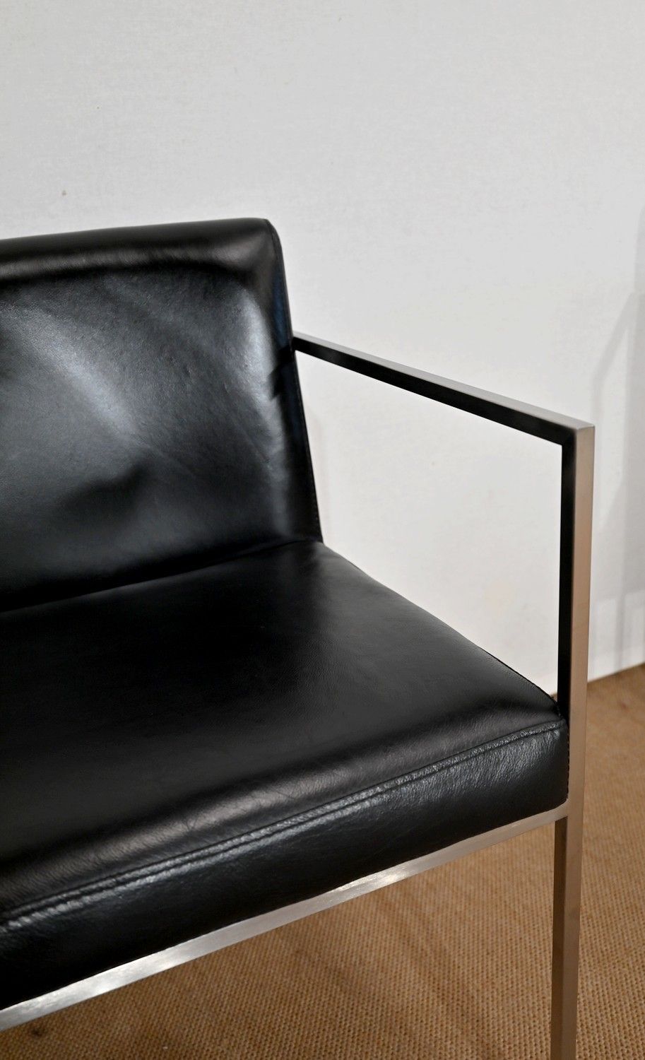 Furniture Pair Of Square Armchairs, Faux Leather – 1970s photo