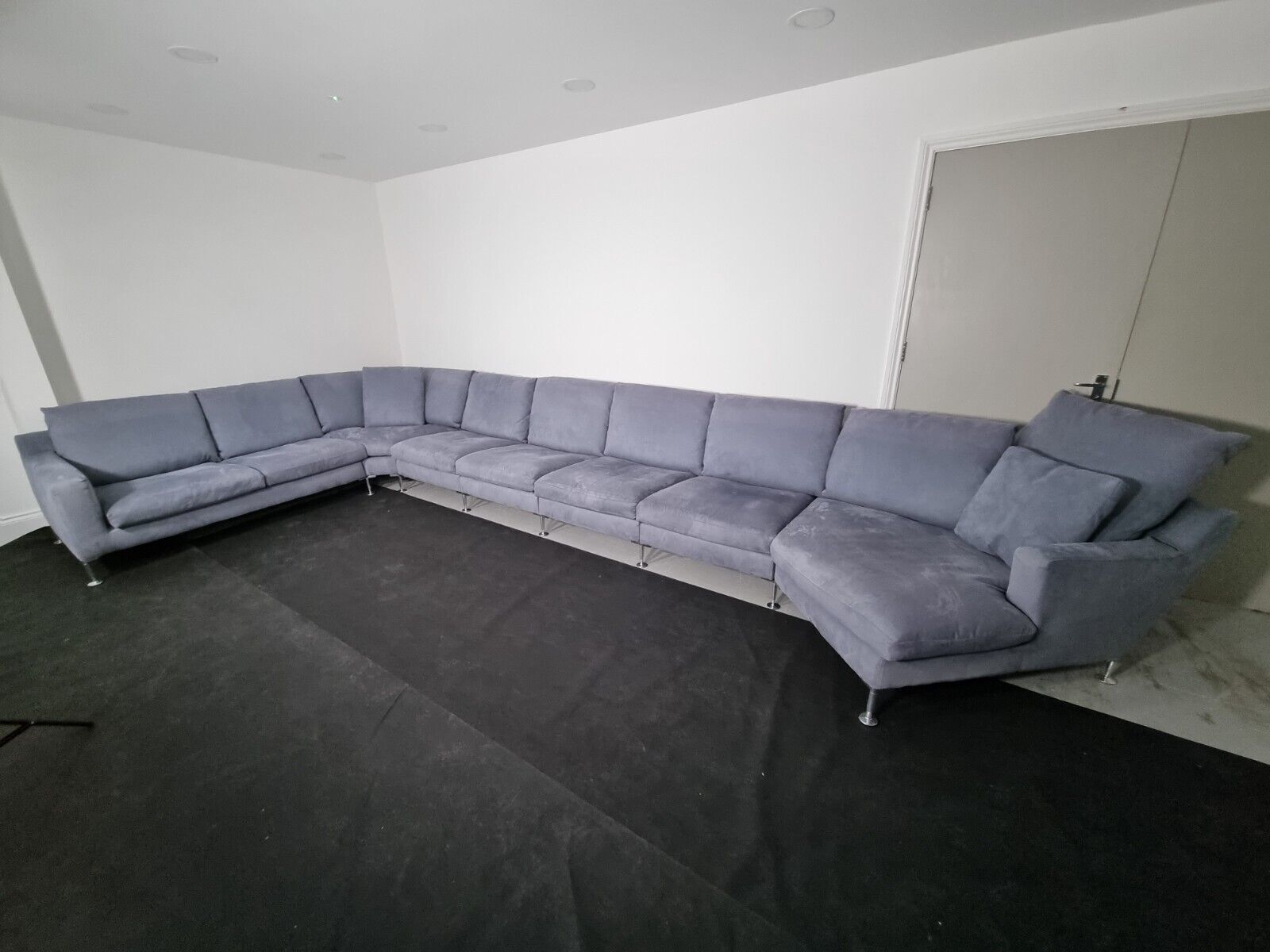 Rare Stunning Colossal Bb Italia Harry Modular Suite In Slate Blue Alcantara Fab photo Furniture