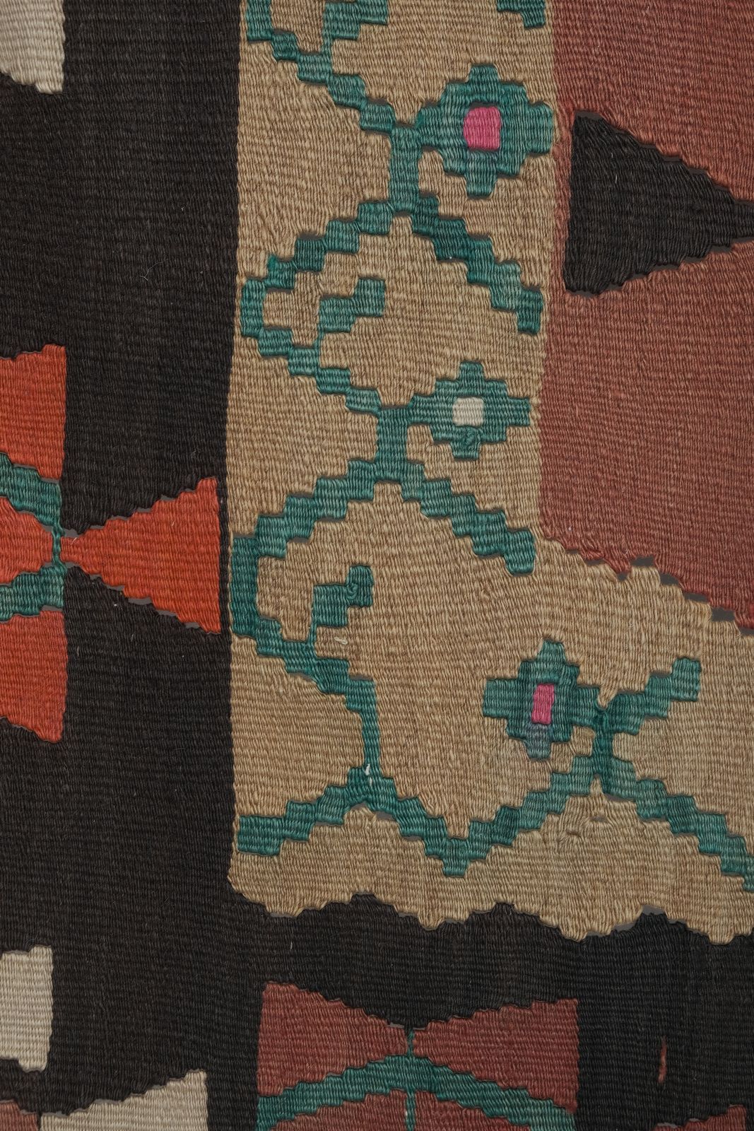 70s Vibrant Colors Striped Design Turkish Kilim Rug photo furniture