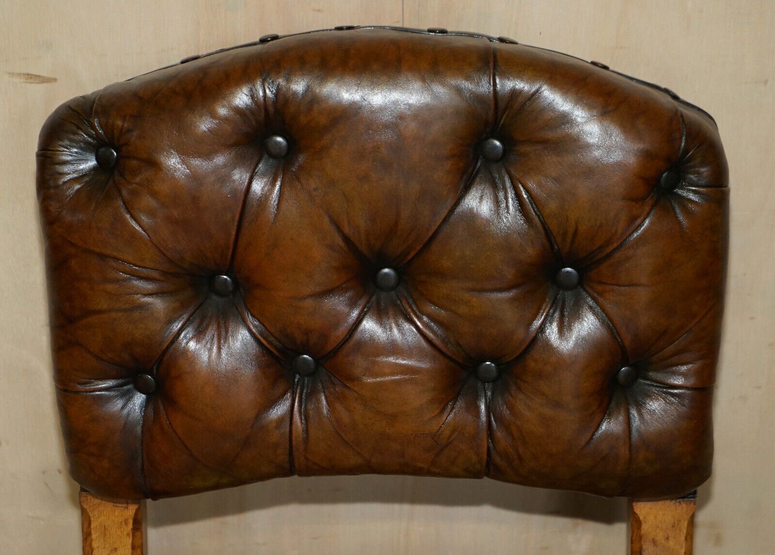 Six Antique Regency 1820 Brown Leather Pollard Oak Chesterfield Dining Chairs photo 12000.0