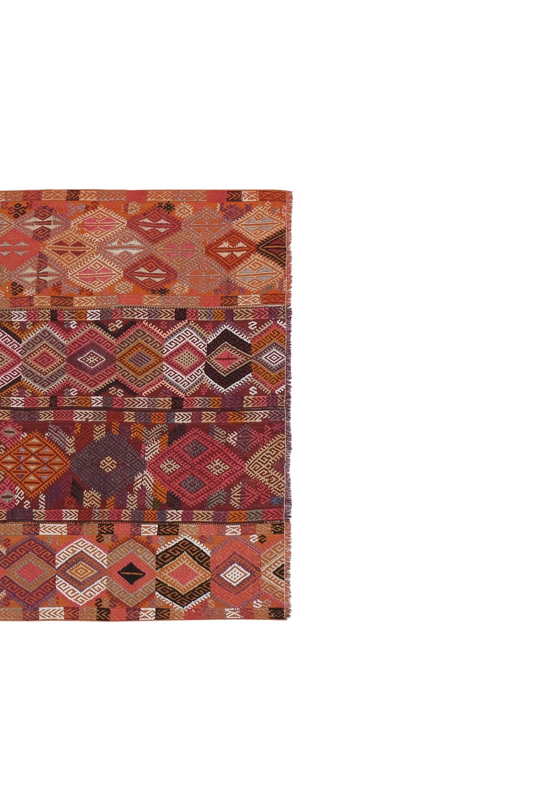 Textiles Vintage Turkish Sivas Jajim Kilim Rug 4'6'' X 10'4'' photo