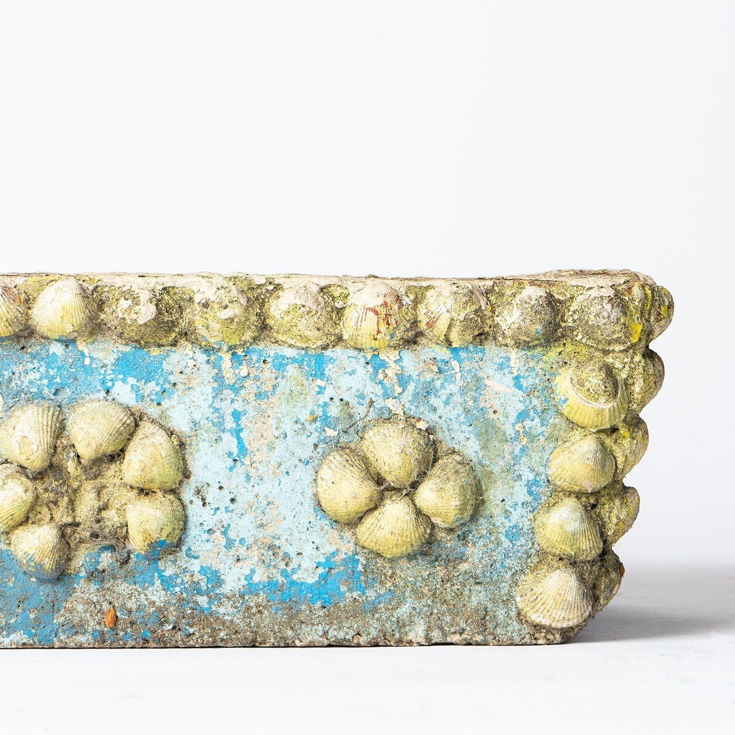 Vintage French Painted Cast Stone Sea Shell Planter Jardiniere, C. 1950s Mid Century photo for sale