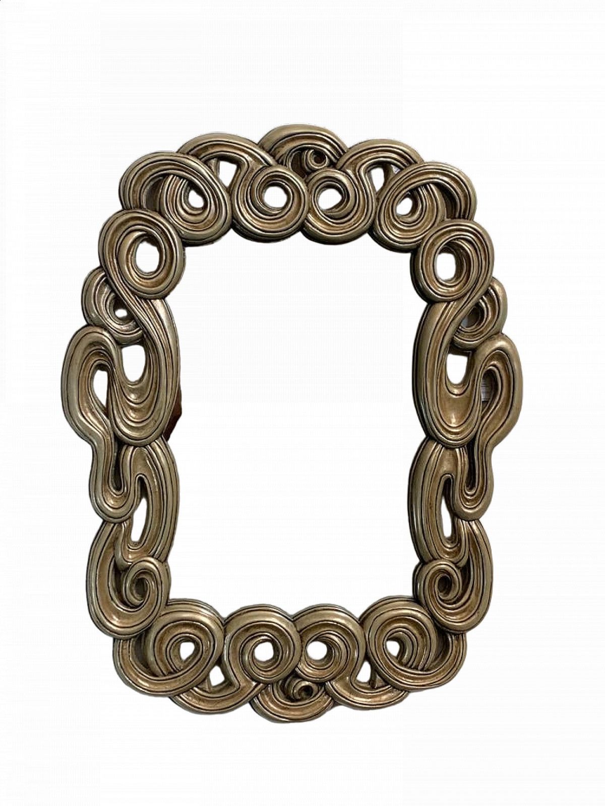 Mirror With Filiform Lines In Lacquered And Gilded Resin For Lam Lee Group 1990s