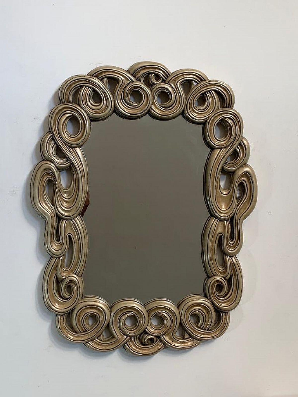 Mirror With Filiform Lines In Lacquered And Gilded Resin For Lam Lee Group 1990s photo furniture