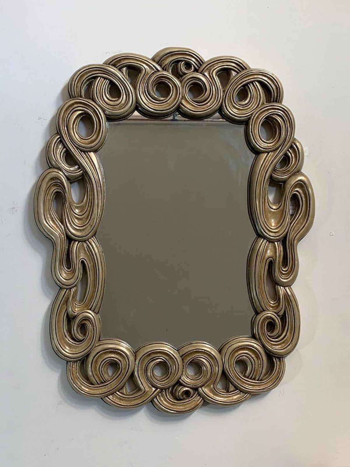 Mirror With Filiform Lines In Lacquered And Gilded Resin For Lam Lee Group 1990s photo for sale