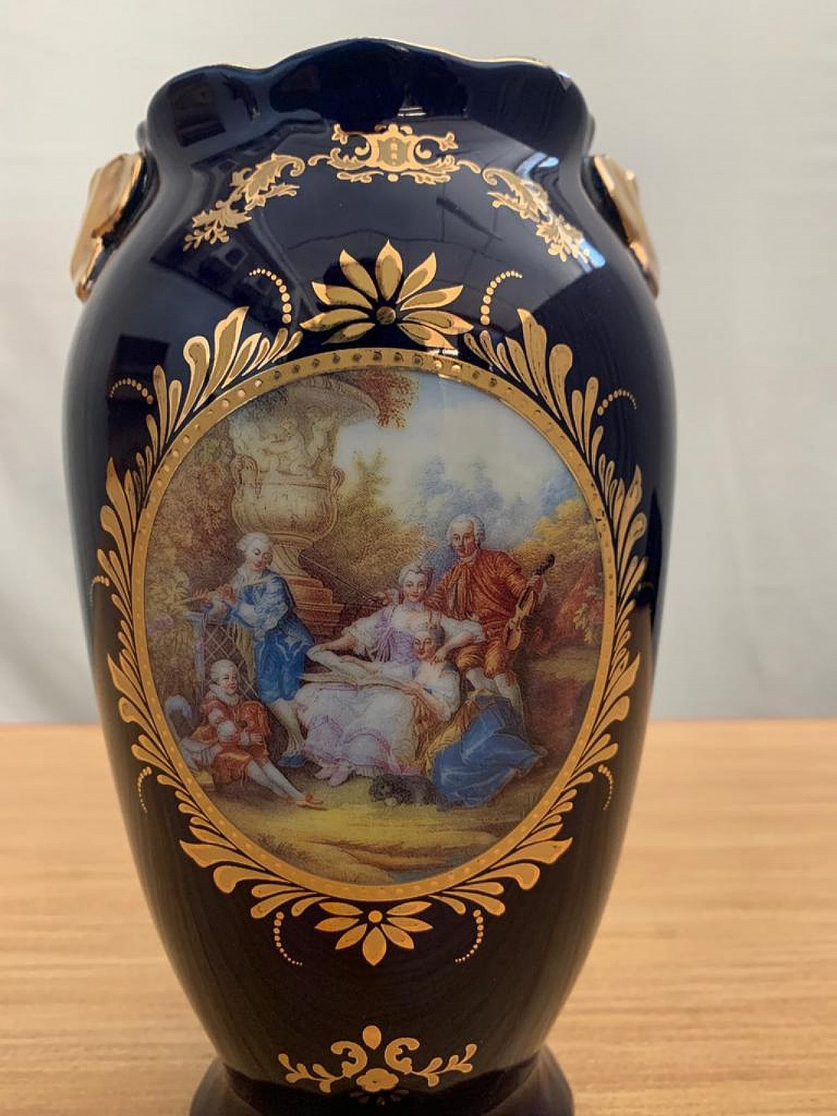 Blue Ceramic Vase With Napoleon III Decoration Late 19th Century photo furniture