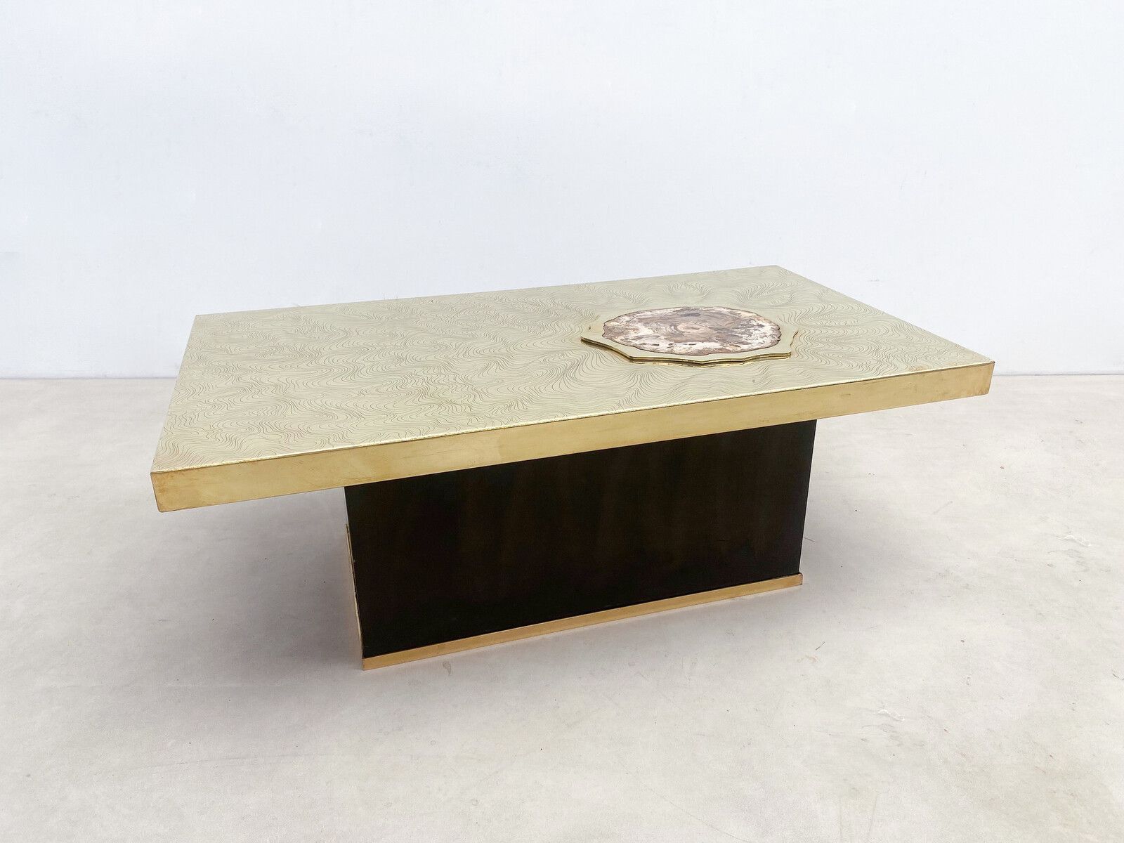 Mid Century Modern "Fossil Wood" Coffee Table In The Style Of Dario