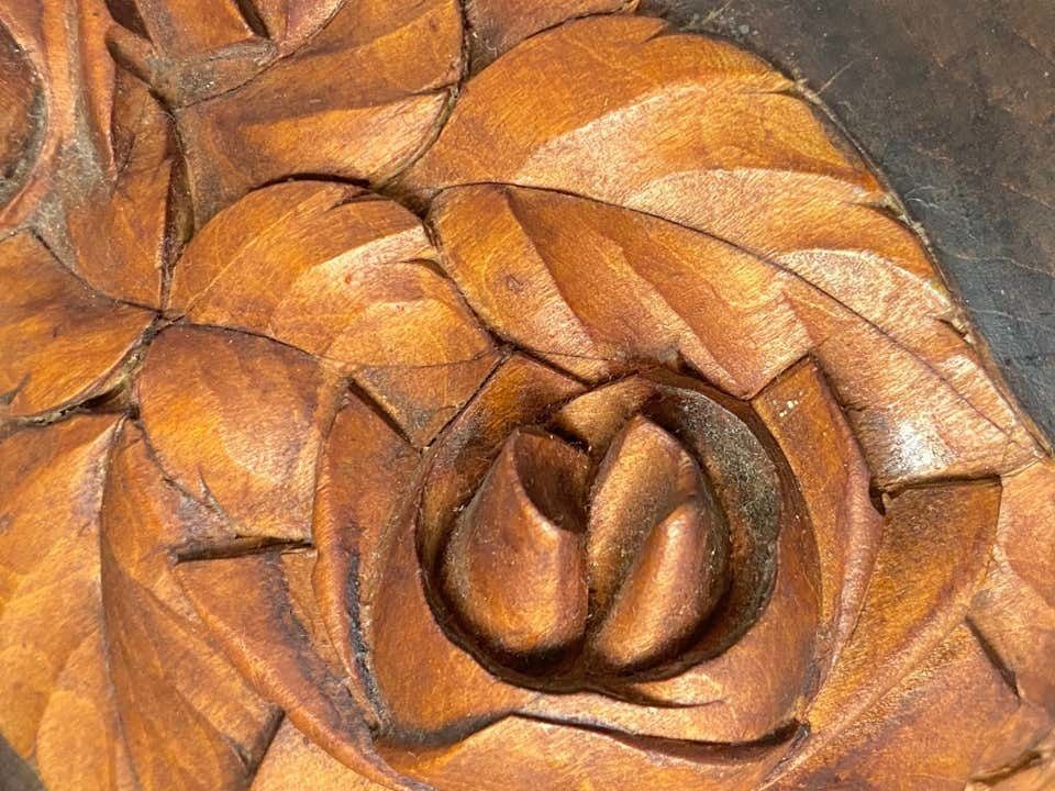 Wood Hand Carved Table Lamp, Art Deco Period, France, Circa 1940 photo furniture