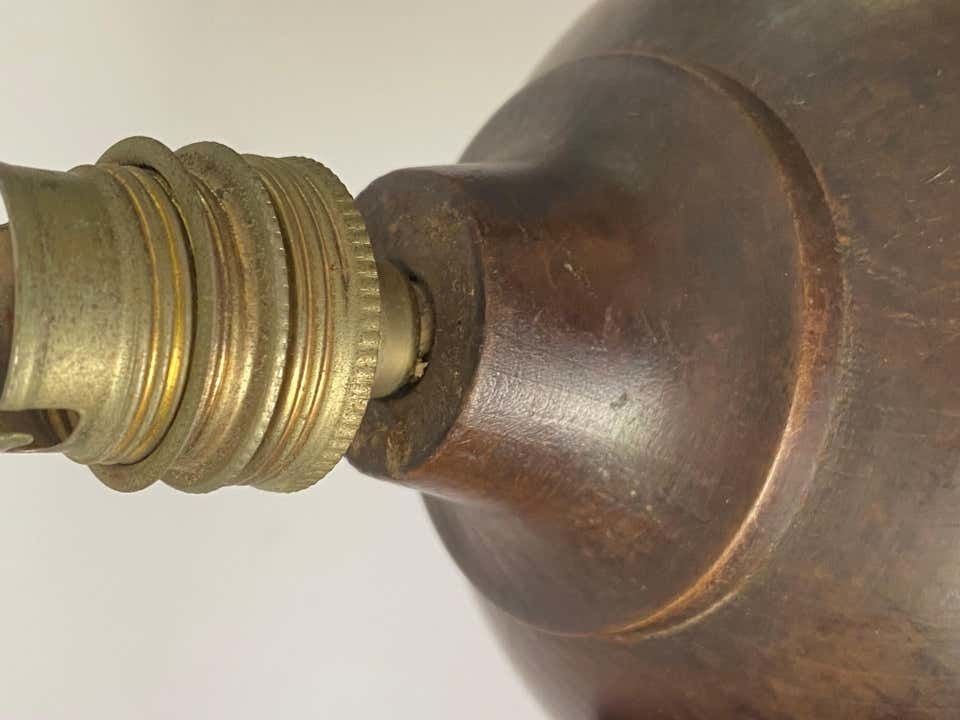 Wood Hand Carved Table Lamp, Art Deco Period, France, Circa 1940 photo Lighting