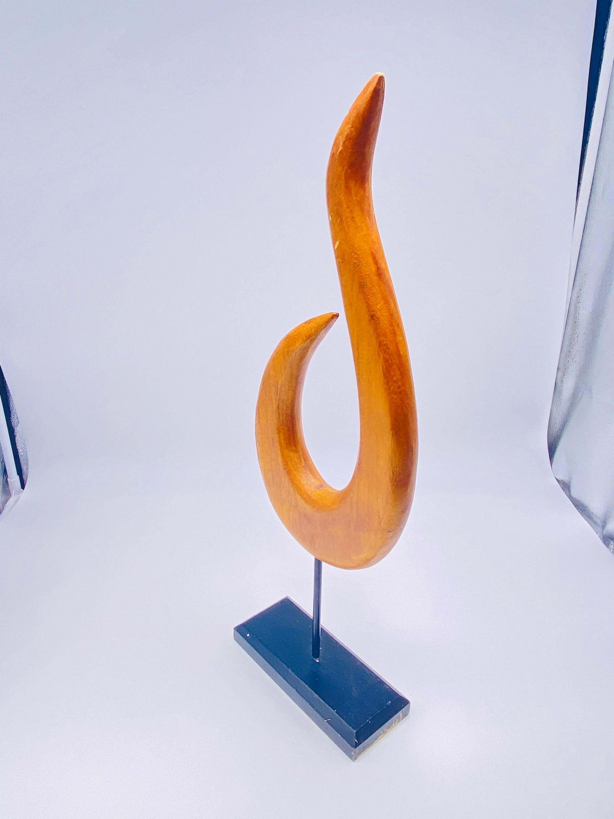 Abstract Wood Sculpture, Brown And Black Base, France 1970 photo buy