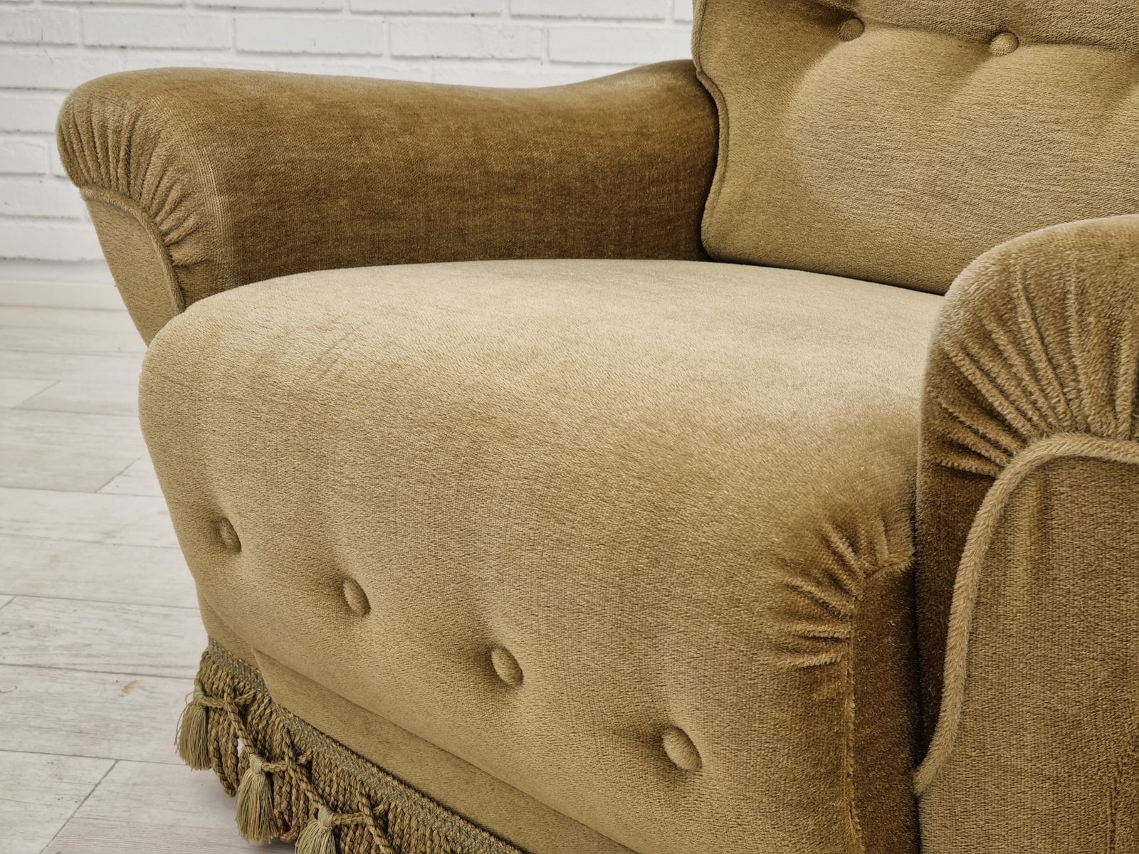Ca. Jaren 1970, Deense Vintage Clubfauteuil, Bekleding In Velours photo buy