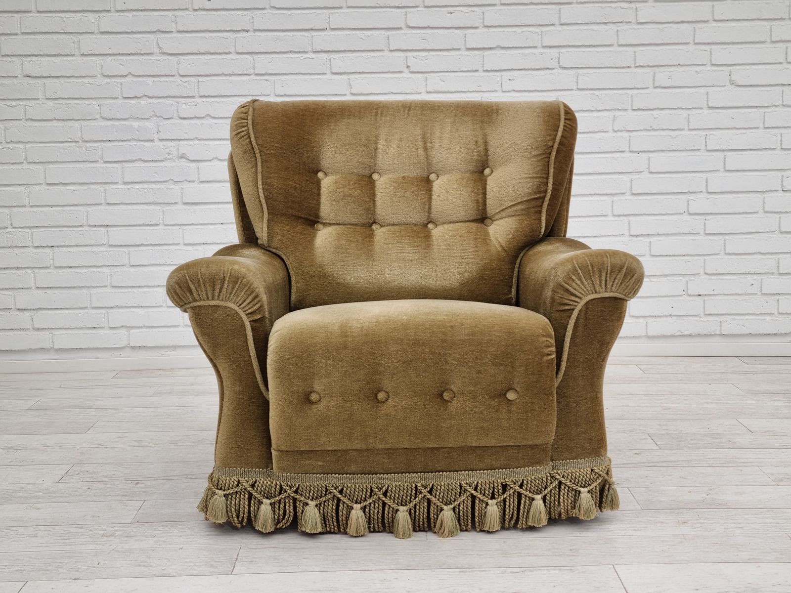 Furniture 1970s, Danish Vintage Club Chair,  Original Velour Upholstery photo