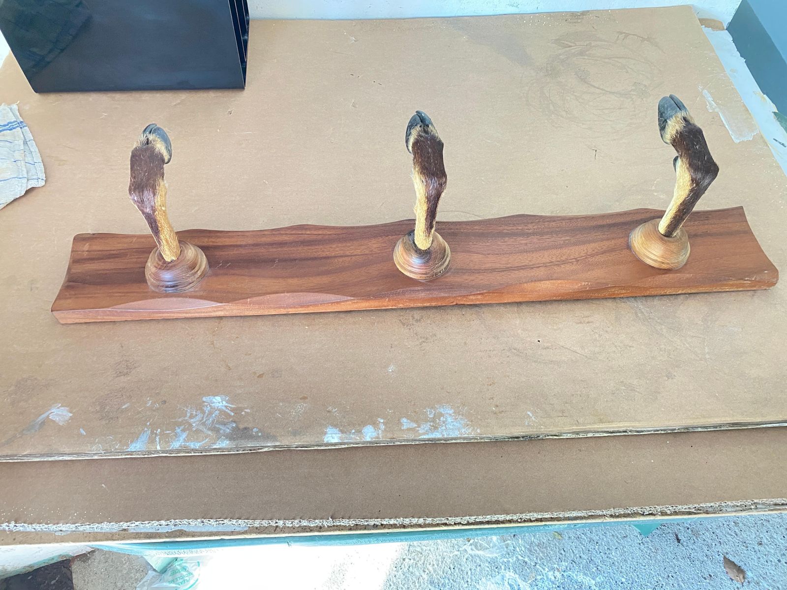 photo furniture Wooden Coat Rack And Crowbar, 3 Hooks,Brown Color, France 1960