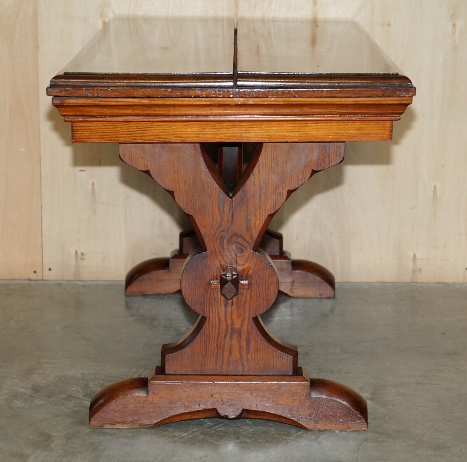 photo for sale Antique Gothic Style English Oak Victorian Library Table Desk Dining Table