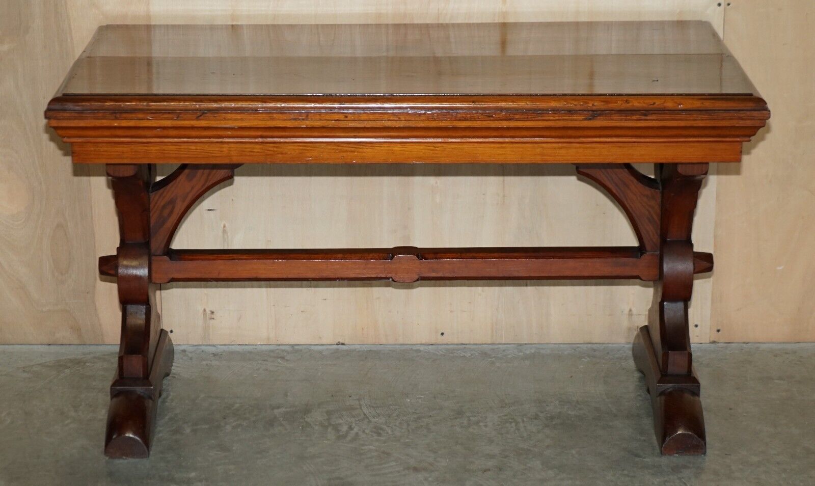 Furniture Antique Gothic Style English Oak Victorian Library Table Desk Dining Table photo