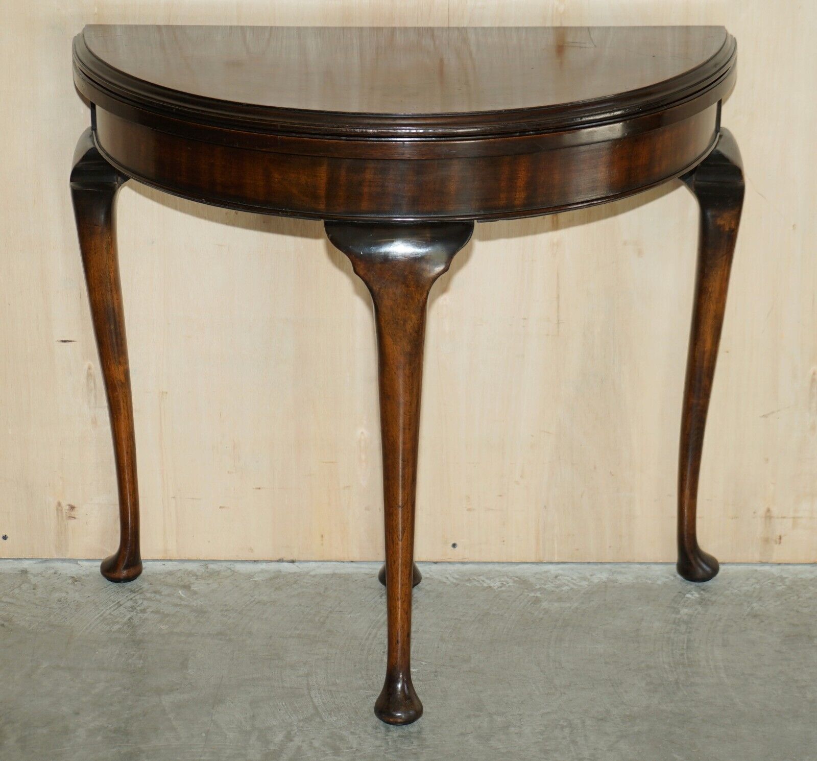 Fine Antique Mahogany Circa 1880 Console Games Demi Lune Card Table Unfolds photo for sale