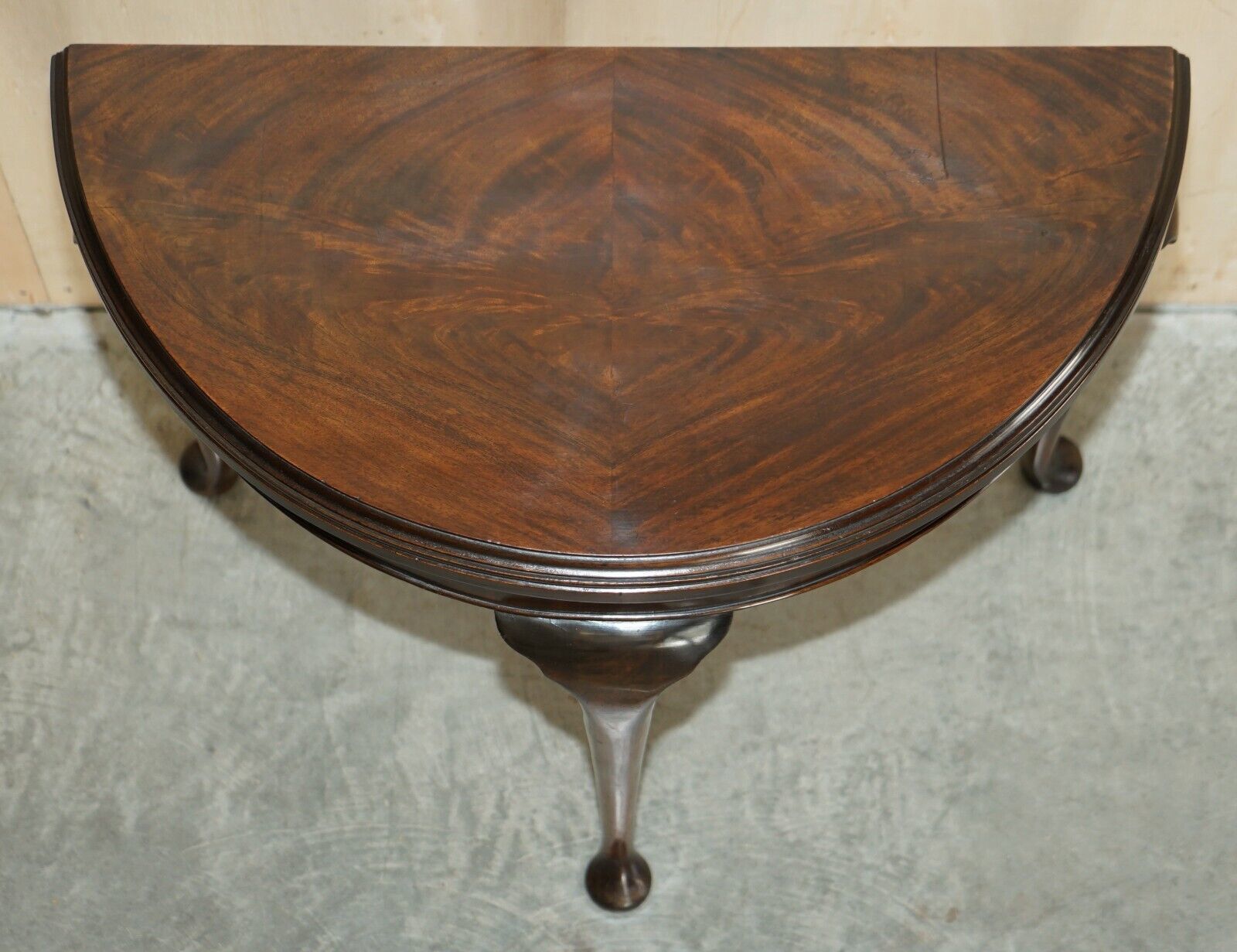 Fine Antique Mahogany Circa 1880 Console Games Demi Lune Card Table Unfolds photo vinterior