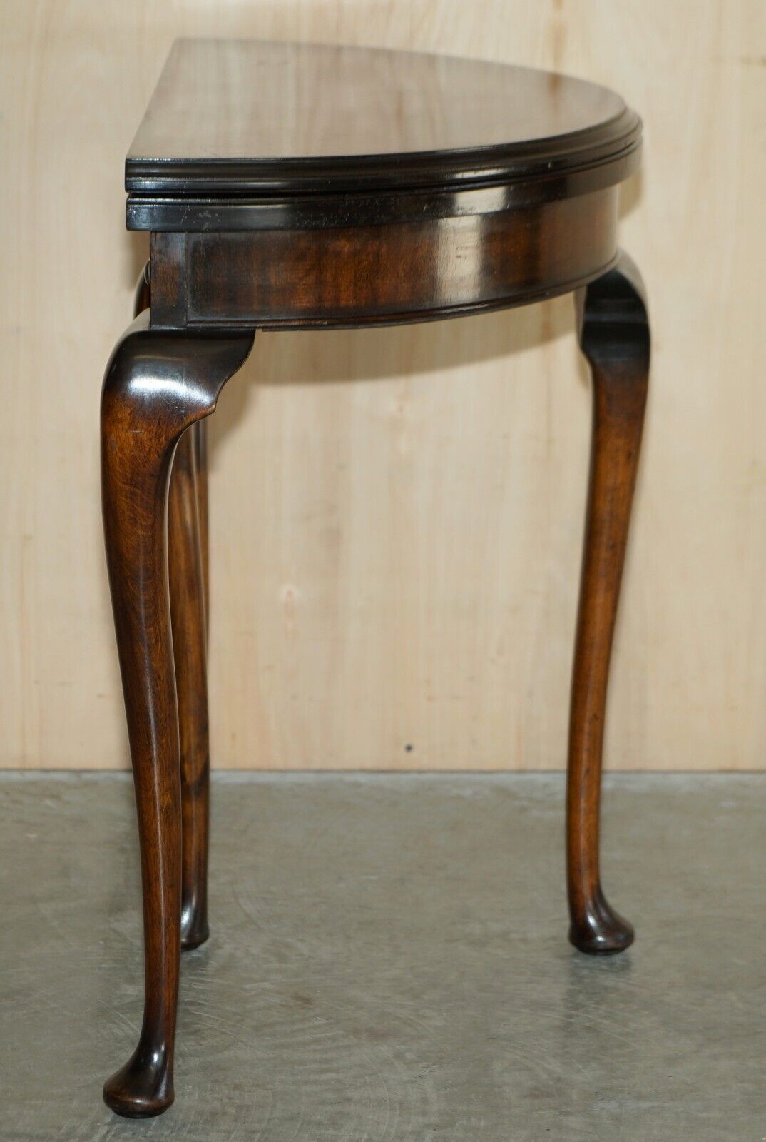 Fine Antique Mahogany Circa 1880 Console Games Demi Lune Card Table Unfolds photo buy