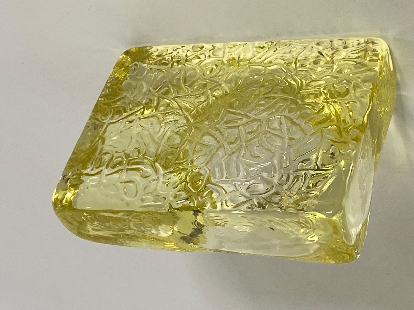 Yellow Bubled Glass Ashtray, Made In France In The 1970's photo vinterior
