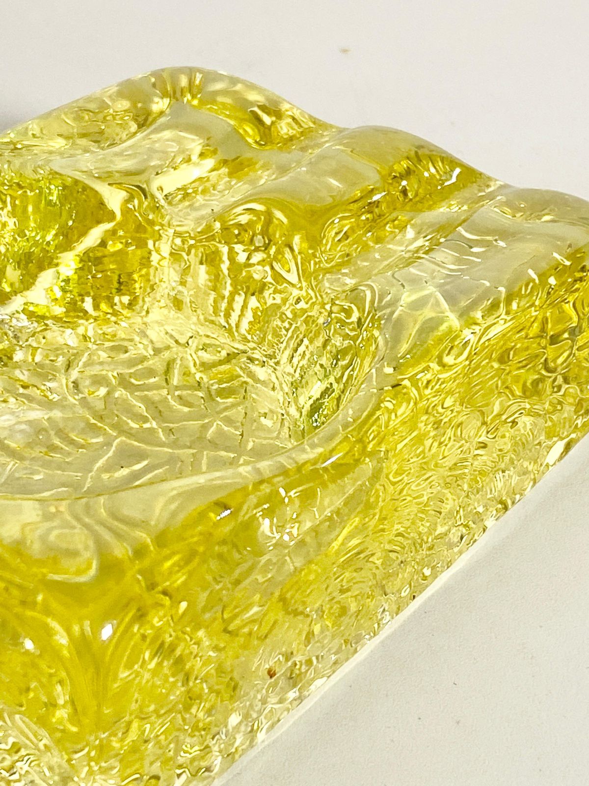 Yellow Bubled Glass Ashtray, Made In France In The 1970's photo buy