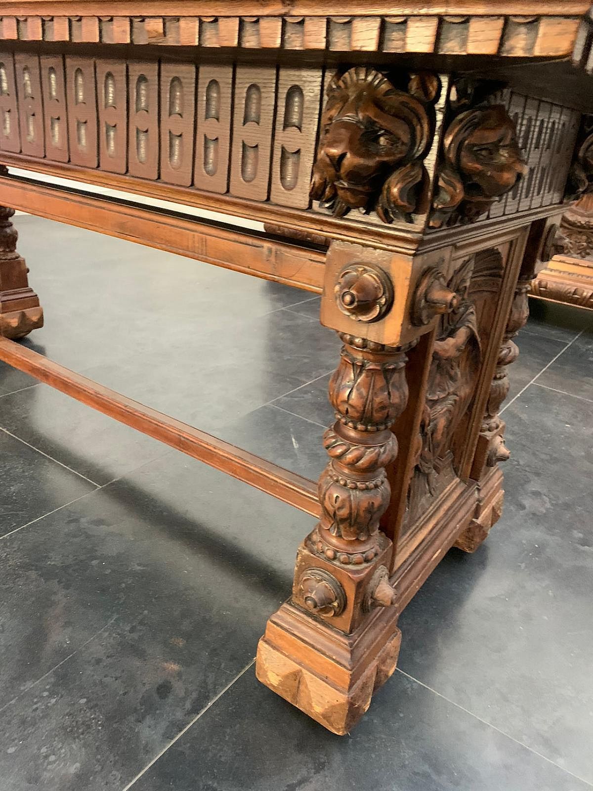 Walnut Table In Neo Renaissance Style, Late 19th Century photo for sale
