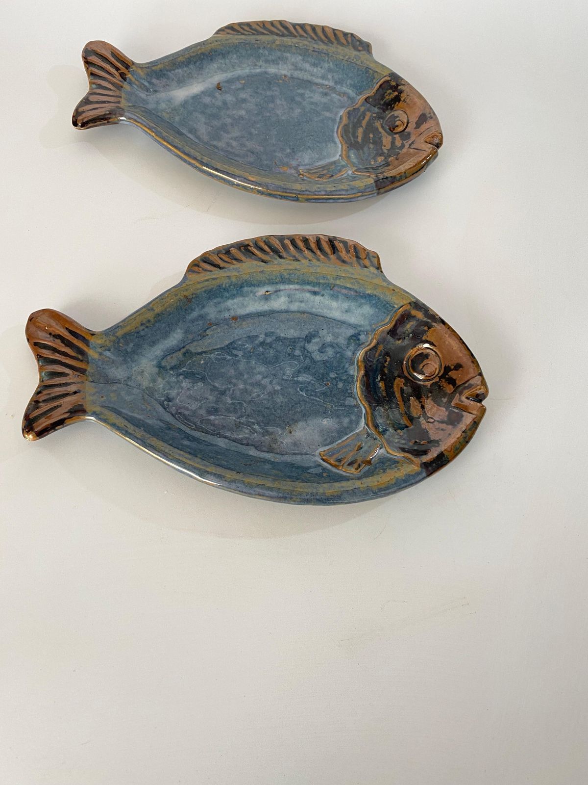 Pair Of Ceramic Platters Or Vide Poche, In Blue And Grey Color, From France 1960 photo furniture